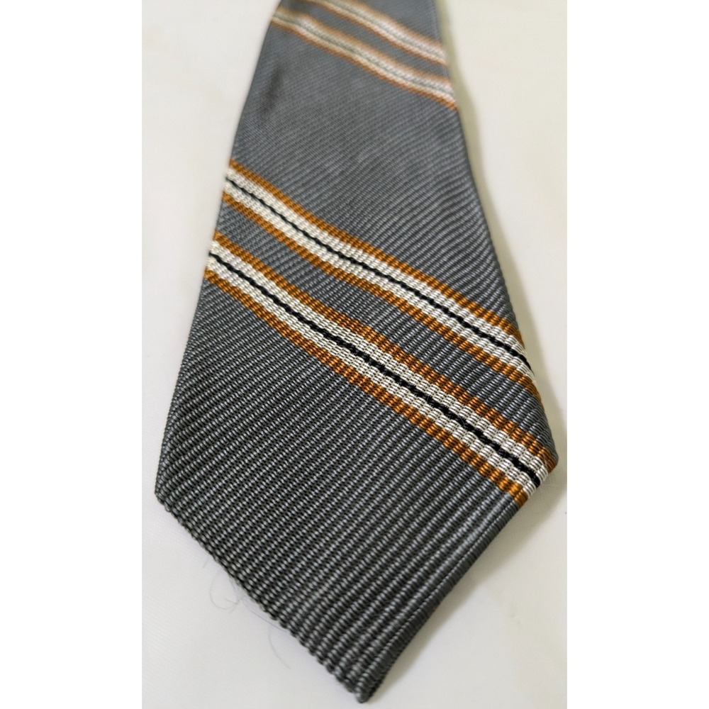 Vintage Smoothie Button-Down Gray Tie Diagonal Striped Skinny Retro Style 44x2